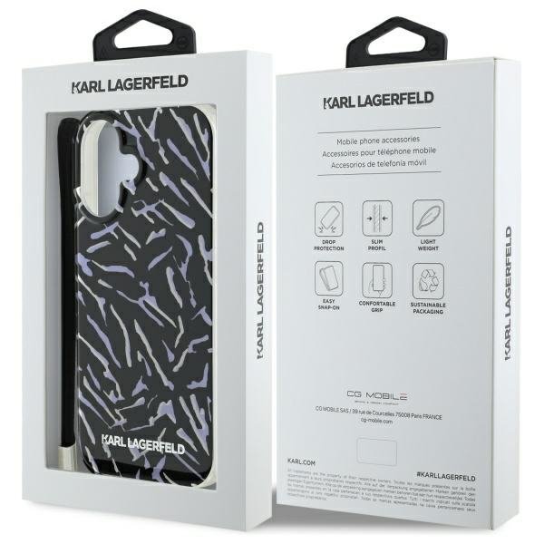 Karl Lagerfeld KLHCP16MHZBPKCCU iPhone16 Plus 6.7&quot; fioletowy/purple Zebra With Cord