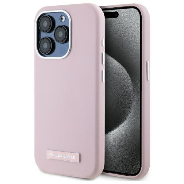 Karl Lagerfeld KLHMP15LPGMSRPP iPhone 15 Pro 6.1&quot; różowy/pink hardcase FW Metal Plate MagSafe