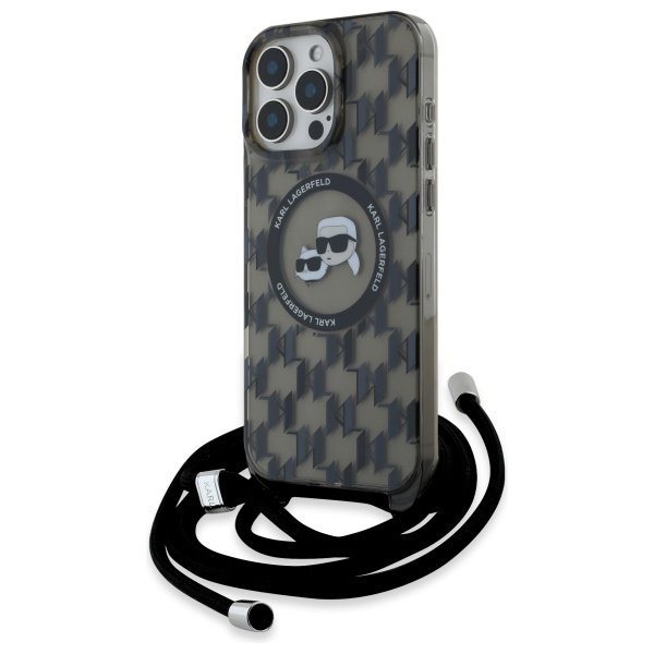 Karl Lagerfeld KLHMP16LHCKCKLCK iPhone 16 Pro 6.3&quot; czarny/black hardcase IML Crossbody Monogram Karl & Choupette Head MagSa