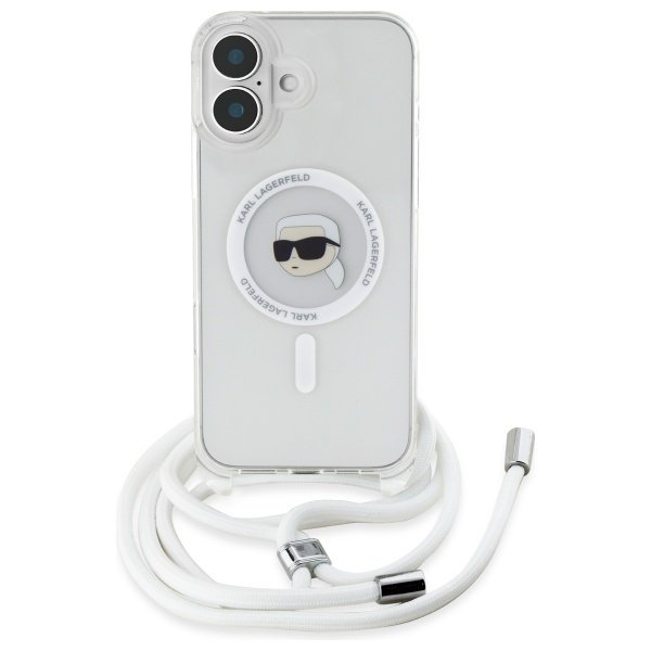 Karl Lagerfeld KLHMP16SHCKHNT iPhone 16  6.1&quot; hardcase transparent Crossbody IML Karl Head Magsafe