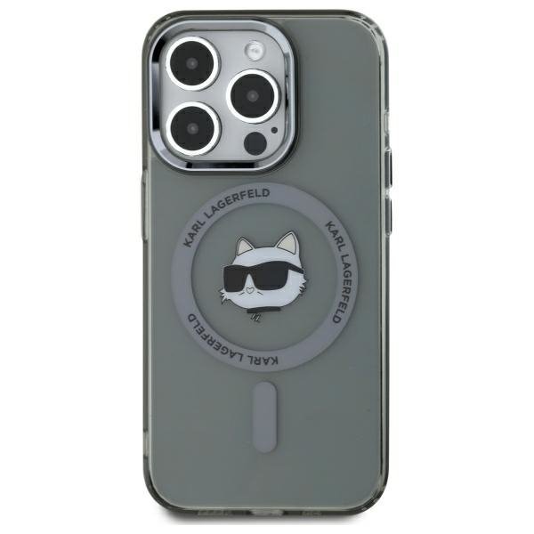 Karl Lagerfeld KLHMP15XHLSCHK iPhone 15  Pro Max 6.7&quot; czarny/black hardcase IML Metal Choupette Head MagSafe