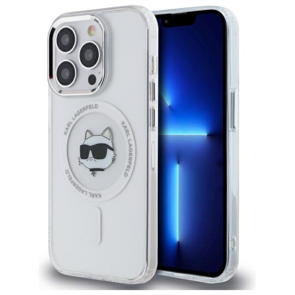 Karl Lagerfeld KLHMP13LHLSCHH iPhone 13  Pro 6.1&quot; biały/white hardcase IML Metal Choupette Head MagSafe