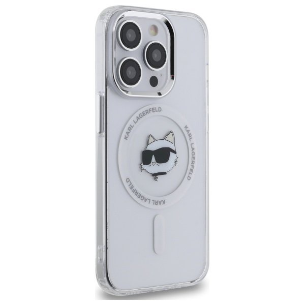 Karl Lagerfeld KLHMP13LHLSCHH iPhone 13  Pro 6.1&quot; biały/white hardcase IML Metal Choupette Head MagSafe