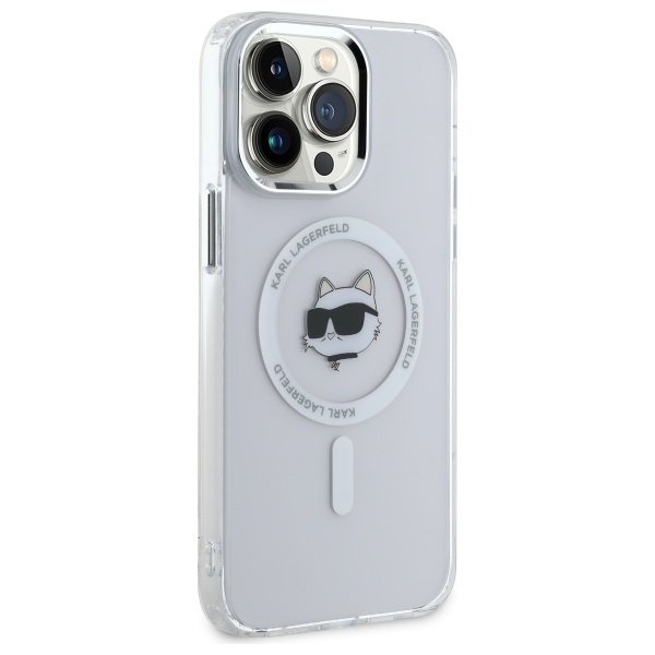 Karl Lagerfeld KLHMP13XHLSCHH iPhone 13  Pro Max 6.7&quot; biały/white hardcase IML Metal Choupette Head MagSafe