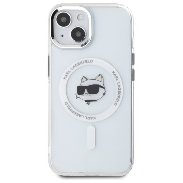 Karl Lagerfeld KLHMP15SHLSCHH iPhone 15  6.1&quot; biały/white hardcase IML Metal Choupette Head MagSafe