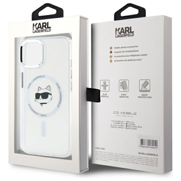 Karl Lagerfeld KLHMP15MHLSCHH iPhone 15  Plus 6.7&quot; biały/white hardcase IML Metal Choupette Head MagSafe