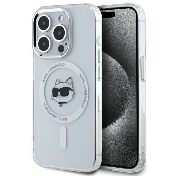 Karl Lagerfeld KLHMP15LHLSCHH iPhone 15  Pro 6.1&quot; biały/white hardcase IML Metal Choupette Head MagSafe