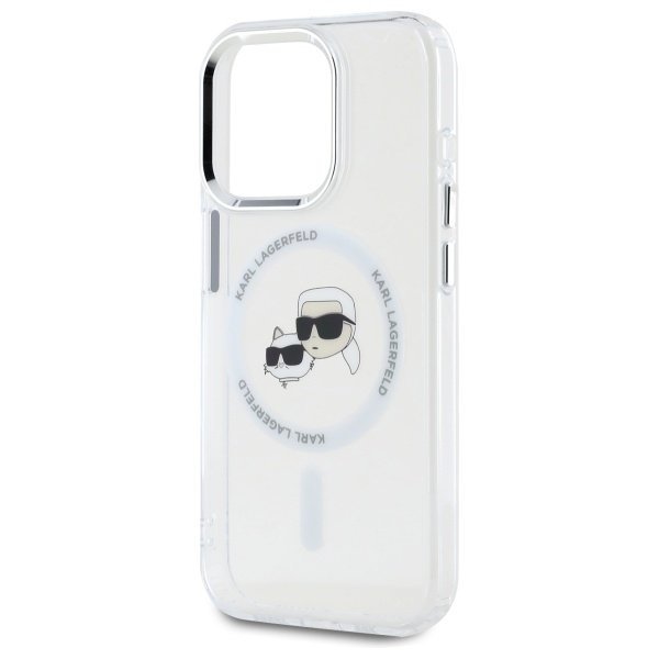 Karl Lagerfeld KLHMP15LHLSKCH iPhone 15  Pro 6.1&quot; biały/white hardcase IML Metal Karl&Choupette Head MagSafe