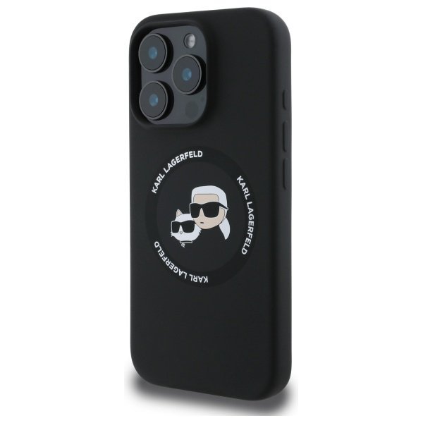 Karl Lagerfeld KLHMP16XSKCHTCK iPhone 16 Pro Max 6.9&quot; czarny/black hardcase Silicone Karl&Choupette Heads MagSafe