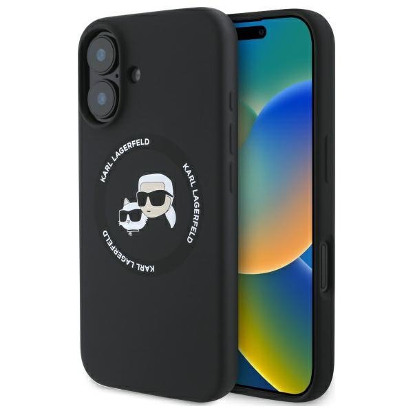 Karl Lagerfeld KLHMP16SSKCHTCK iPhone 16 6.1&quot; czarny/black hardcase Silicone Karl&Choupette Heads MagSafe