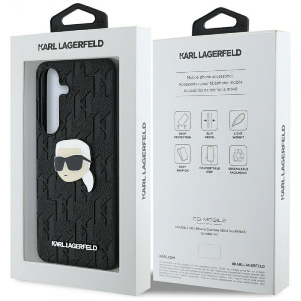 Etui Karl Lagerfeld Leather Monogram Pin Logo Karl Head do Samsung Galaxy S25+ czarny