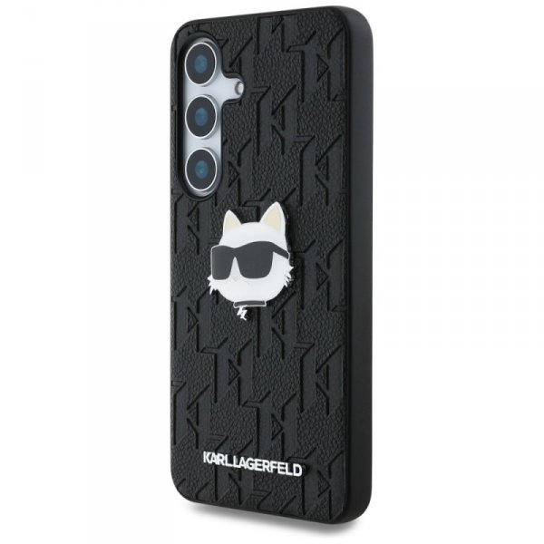 Etui Karl Lagerfeld Leather Monogram Pin Logo Choupette Head do Samsung Galaxy S25 czarny
