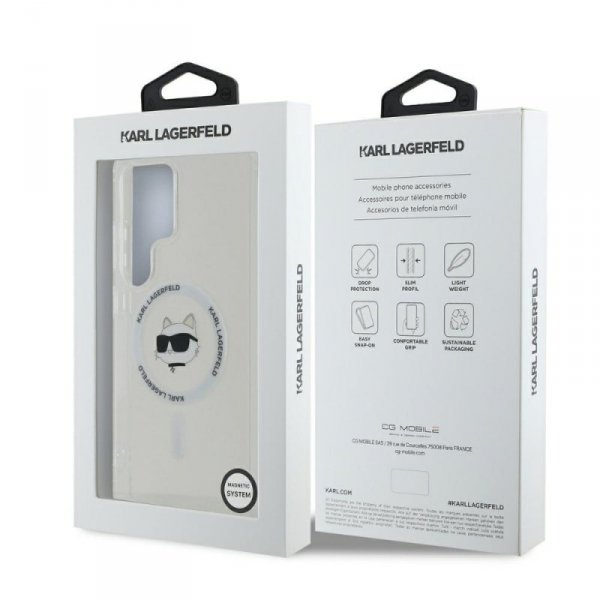 Etui Karl Lagerfeld Button Choupette     Head Printed Logo MagSafe do Samsung Galaxy S25 Ultra biały