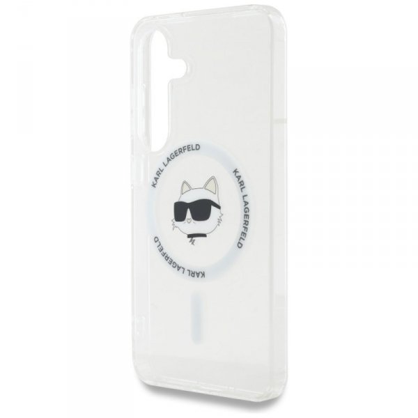 Etui Karl Lagerfeld Button Choupette     Head Printed Logo MagSafe do Samsung Galaxy S25+ biały