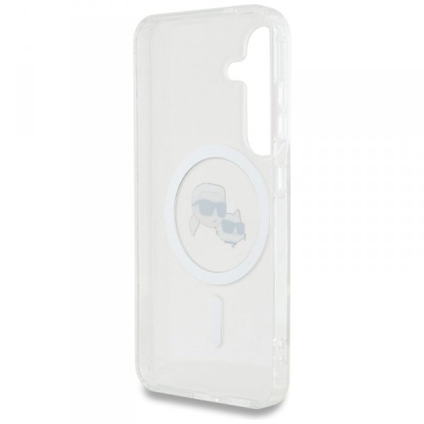 Etui Karl Lagerfeld Button Karl & Choupette Heads Printed Logo MagSafe do Samsung Galaxy S25 biały