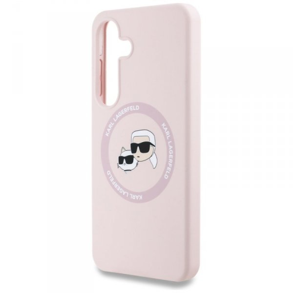 Etui Karl Lagerfeld Silicone Double Heads And Circle MagSafe do Samsung Galaxy S25 różowy
