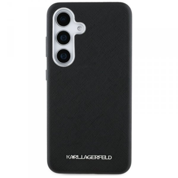 Etui Karl Lagerfeld Saffiano Full        Wrapped Elongated Metal Logo MagSafe do Samsung Galaxy S25 czarny