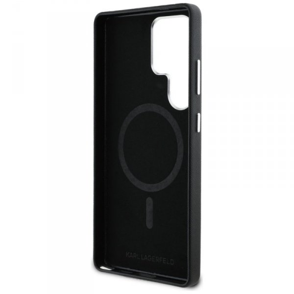Etui Karl Lagerfeld Saffiano Full        Wrapped Elongated Metal Logo MagSafe do Samsung Galaxy S25 Ultra czarny