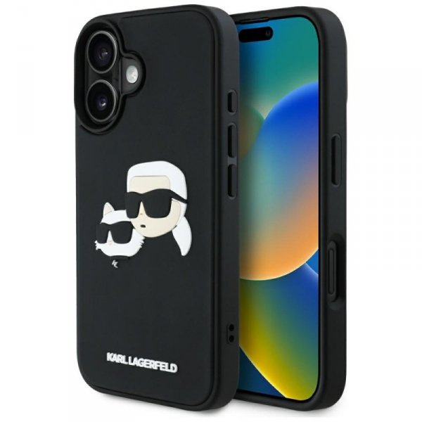 Etui Karl Lagerfeld HC 3D Rubber Double  Heads do iPhone 16 czarny