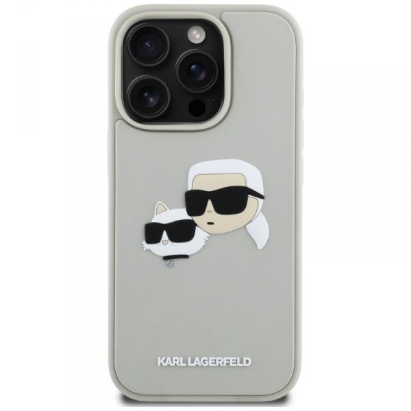 Etui Karl Lagerfeld HC 3D Rubber Double  Heads do iPhone 16 Pro Max beżowy