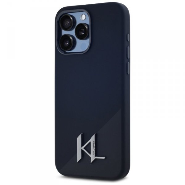 Etui Karl Lagerfeld Silicone Shadow      Metal Initial MagSafe do iPhone 15 Pro Max czarny