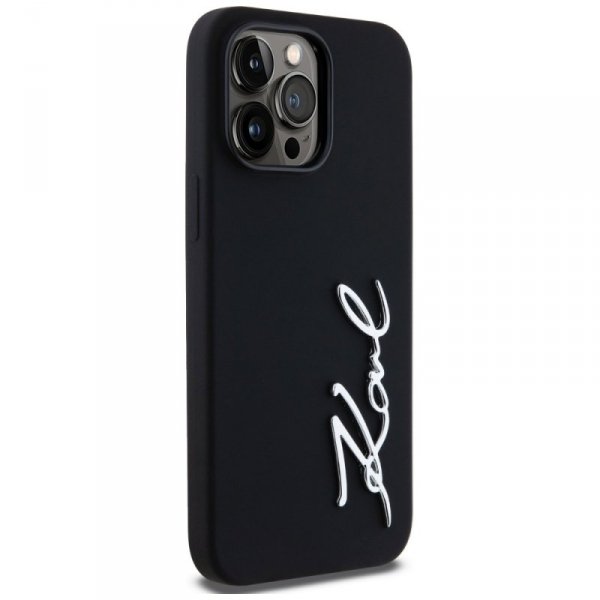 Etui Karl Lagerfeld Silicone Metal       Script Logo do iPhone 14 Pro Max czarny