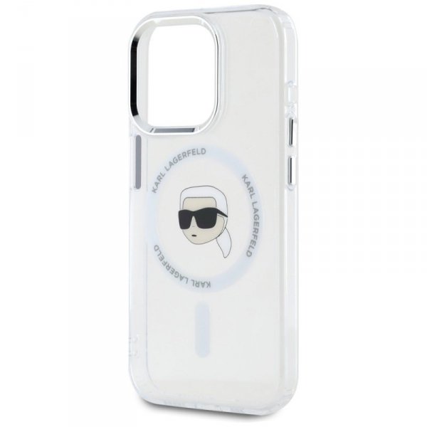 Etui Karl Lagerfeld IML Metal Karl Head  MagSafe do iPhone 15 Pro Max biały