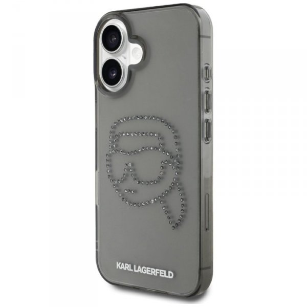 Etui Karl Lagerfeld IML Rhinestones Karl Head do iPhone 16 czarny
