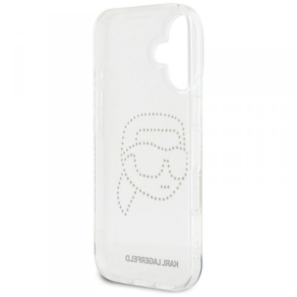 Etui Karl Lagerfeld IML Rhinestones Karl Head do iPhone 16 przezroczysty