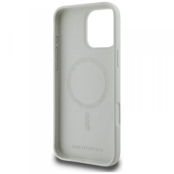 Etui Karl Lagerfeld Silicone Double      Heads And Circle MagSafe do iPhone 16 Pro Max beżowy