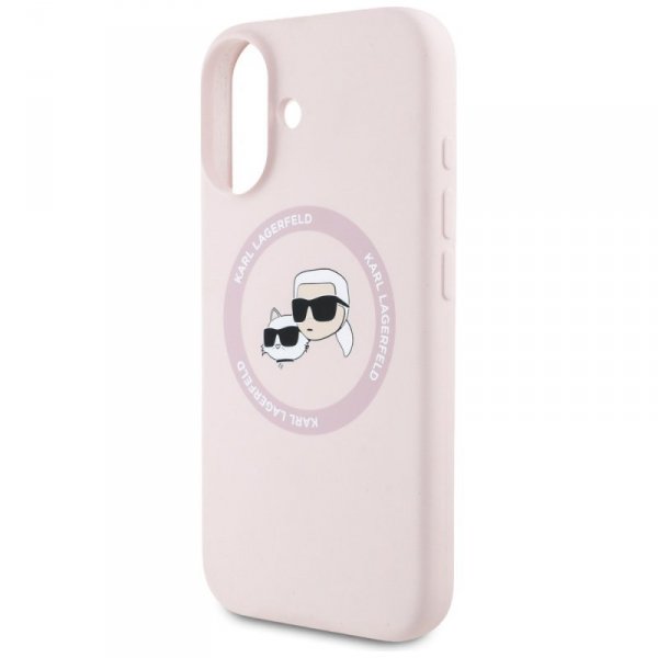 Etui Karl Lagerfeld Silicone Double      Heads And Circle MagSafe do iPhone 16 różowy