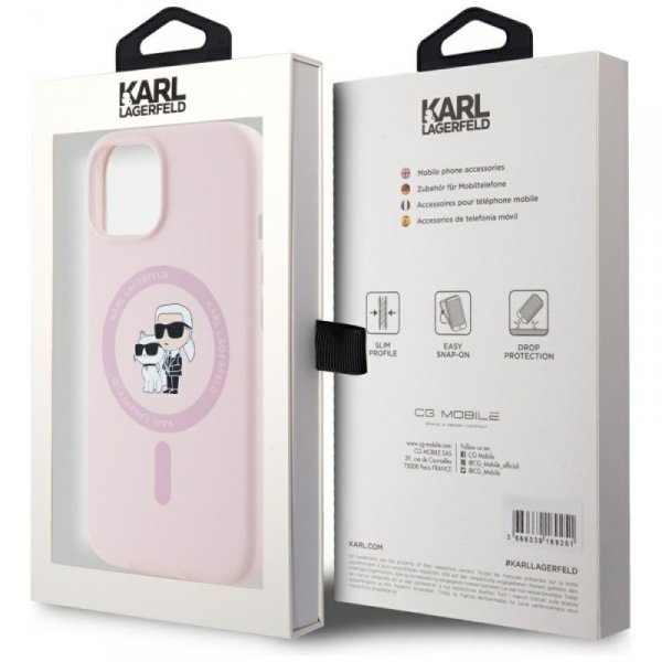 Etui Karl Lagerfeld Silicone             Karl&Choupette MagSafe do iPhone 15 różowy