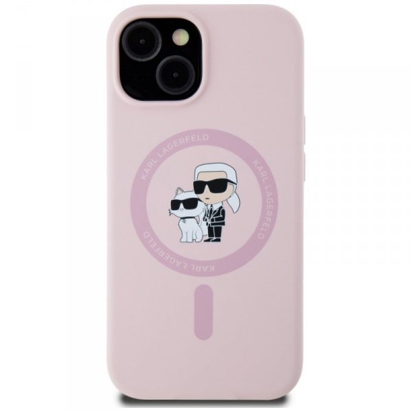 Etui Karl Lagerfeld Silicone             Karl&Choupette MagSafe do iPhone 15 Plus różowy