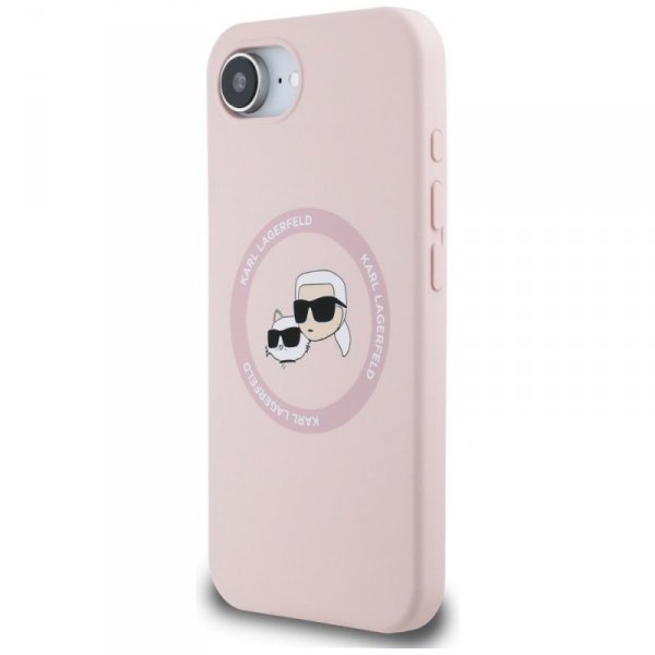 Etui Karl Lagerfeld Silicone             Karl&Choupette Heads MagSafe do iPhone 16e różowy