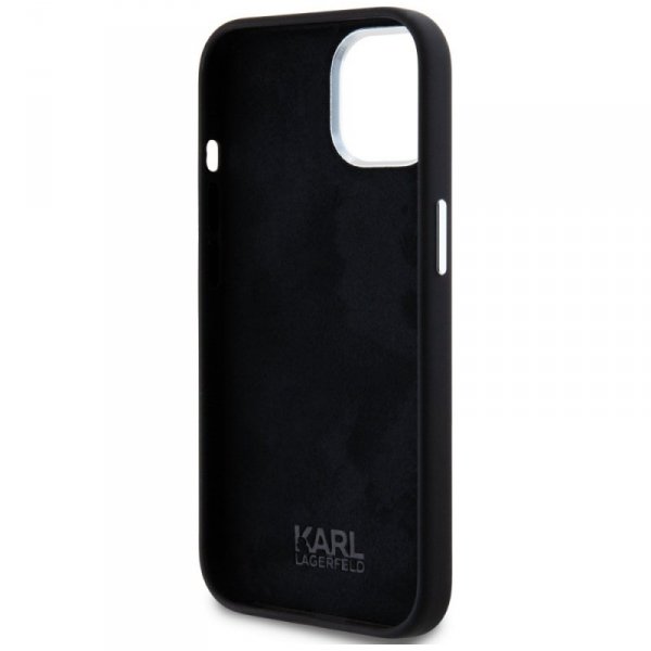 Etui Karl Lagerfeld Silicone Metal       Script Logo do iPhone 15 czarny