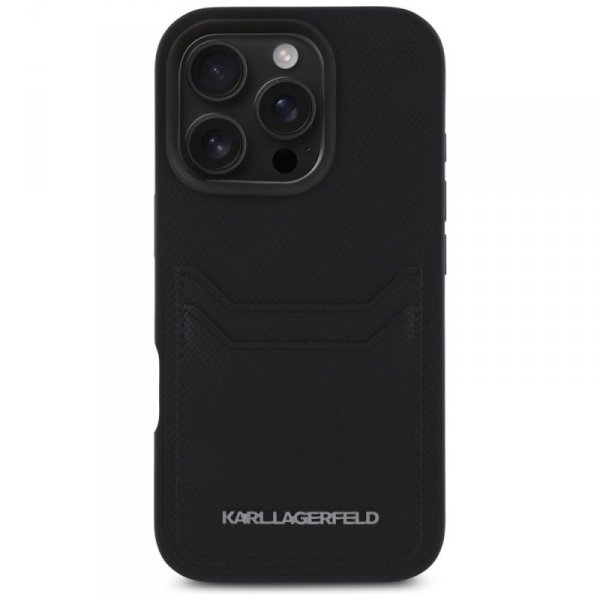 Etui Karl Lagerfeld HC Grained PU        Cardslot Metal Elong do iPhone 16 Pro Max czarny