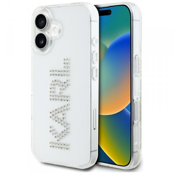 Etui Karl Lagerfeld IML Rhinestones Logo do iPhone 16 przezroczysty