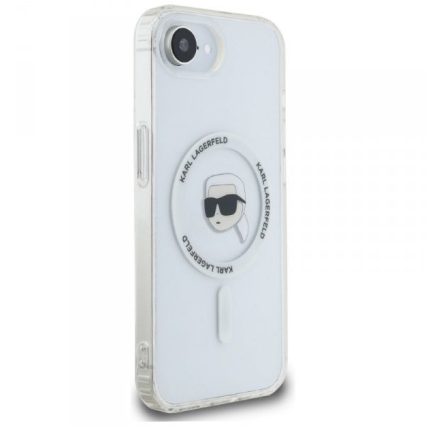 Etui Karl Lagerfeld IML Metal Karl Head  MagSafe do iPhone 16e biały
