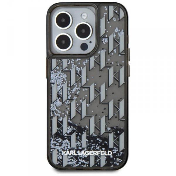 Etui Karl Lagerfeld Liquide Glitter      Monogram Gradient do iPhone 15 Pro Max czarny
