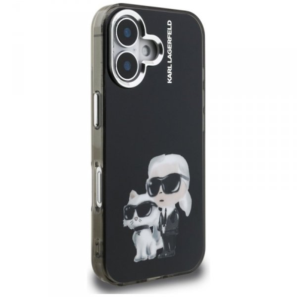 Etui Karl Lagerfeld IML Aquarelle Karl   & Choupette & Logo do iPhone 16 czarny
