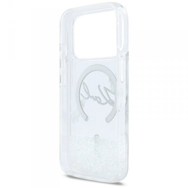 Etui Karl Lagerfeld Liquid Glitter Karl  Script Logo MagSafe do iPhone 17 Pro przezroczysty