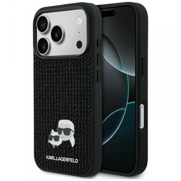 Etui Karl Lagerfeld Rhinestones          Karl&Choupette Pin do iPhone 17 Pro czarny