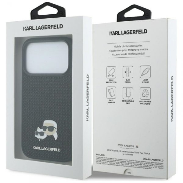 Etui Karl Lagerfeld Rhinestones          Karl&Choupette Pin do iPhone 17 Pro czarny