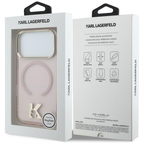 Etui Karl Lagerfeld IML K Head Logo      MagSafe do iPhone 17 Pro Max różowy