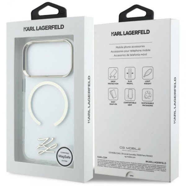 Etui Karl Lagerfeld IML KL Script Logo   MagSafe do iPhone 17 Pro Max przezroczysty