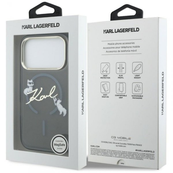 Etui Karl Lagerfeld IML Choupettes Karl  Script Logo MagSafe do iPhone 17 Pro Max czarny