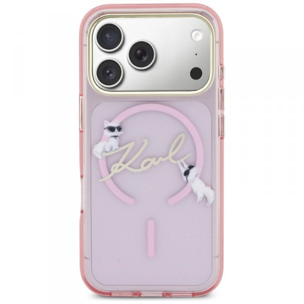 Etui Karl Lagerfeld IML Choupettes Karl  Script Logo MagSafe do iPhone 17 Pro różowy