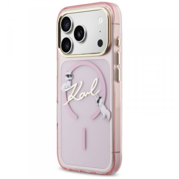 Etui Karl Lagerfeld IML Choupettes Karl  Script Logo MagSafe do iPhone 17 Pro Max różowy
