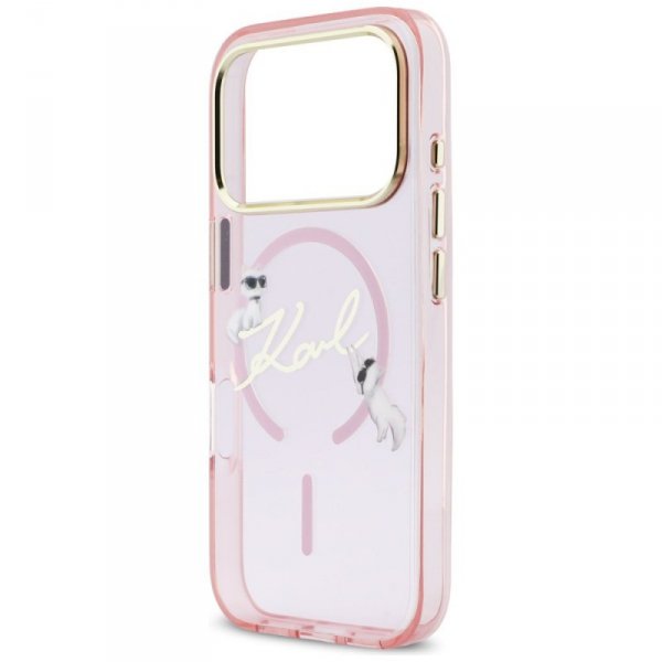 Etui Karl Lagerfeld IML Choupettes Karl  Script Logo MagSafe do iPhone 17 Pro Max różowy