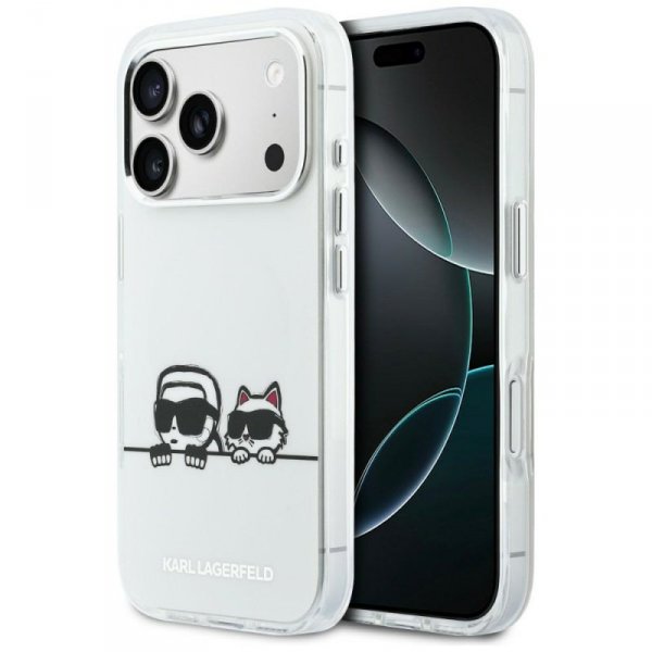 Etui Karl Lagerfeld IML Karl & Choupette Peekaboo Logo MagSafe do iPhone 17 Pro Max biały